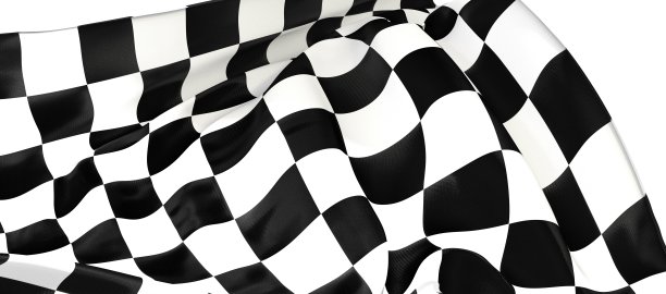 3d渲染的旗帜完成比赛运动，冠军得主图片下载