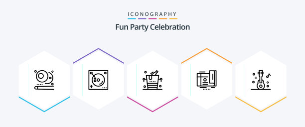 派对25线图标包包括吉他代金券图片下载