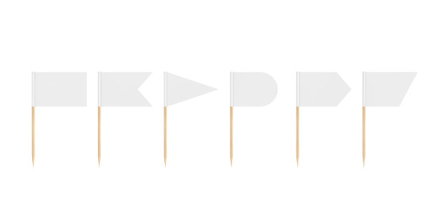 设置不同形状的空白迷你纸指针标志。3d渲染图片下载