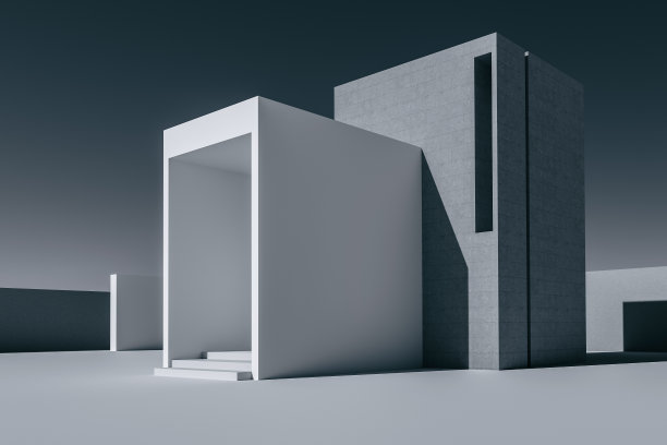 极简主义风格建筑现代商务大楼外观。3d渲染图片下载