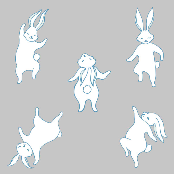 小白兔和快乐的兔子一起跳舞图片下载