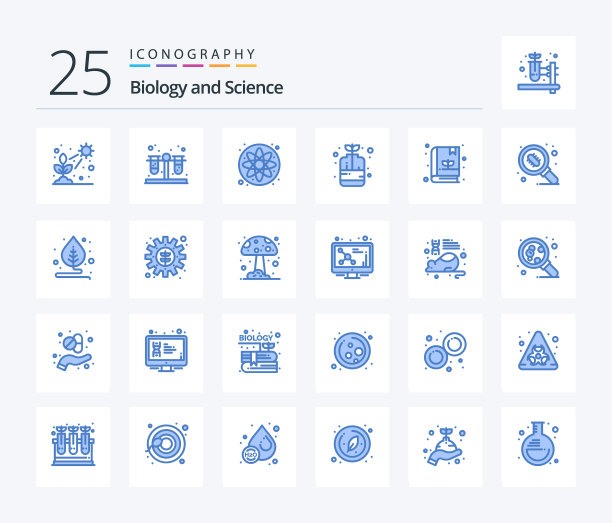 生物25蓝色图标包包括植物图片下载