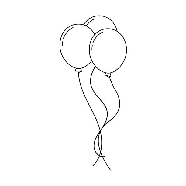 气球线图标孤立在白色背景上图片下载