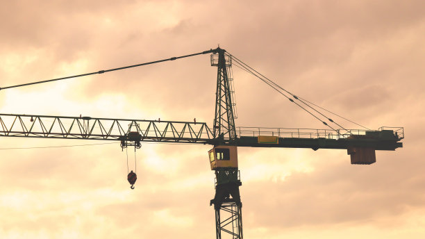 一只鹤在日落的天空下的镜头图片下载