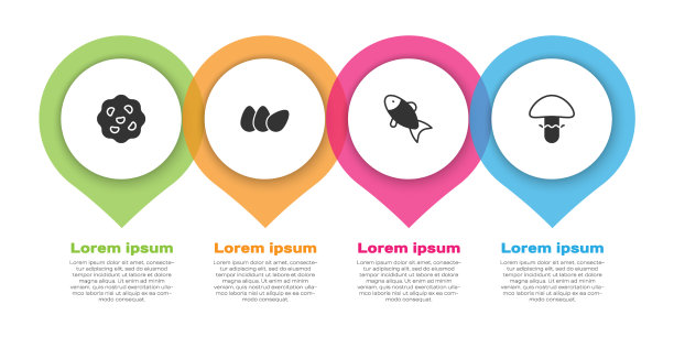 设置饼干或饼干，鸡肉，鸡蛋，鱼和图片下载
