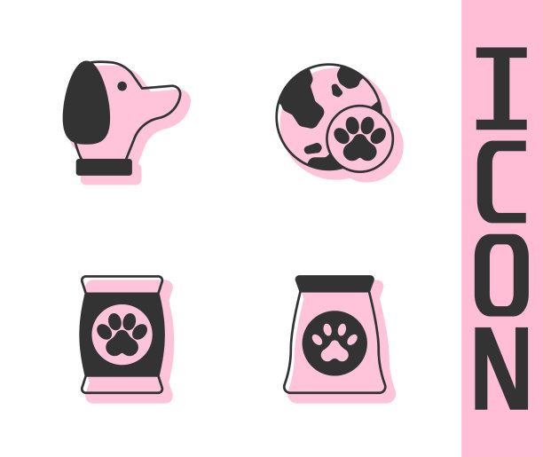 为宠物狗和世界偶像设置食物袋图片下载