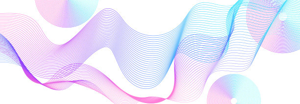 摘要白色透明背景上隔离的蓝色波线技术设计。抽象流动的横幅。图片下载