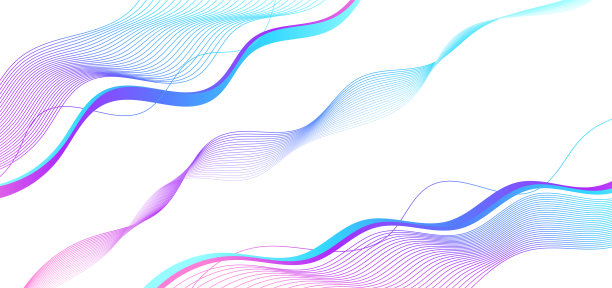 摘要白色透明背景上隔离的蓝色波线技术设计。抽象流动的横幅。图片下载