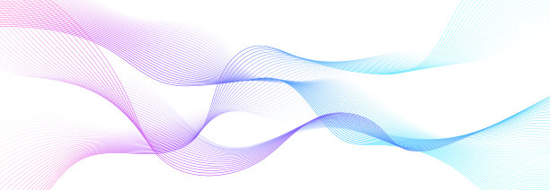 摘要白色透明背景上隔离的蓝色波线技术设计。抽象流动的横幅。图片下载