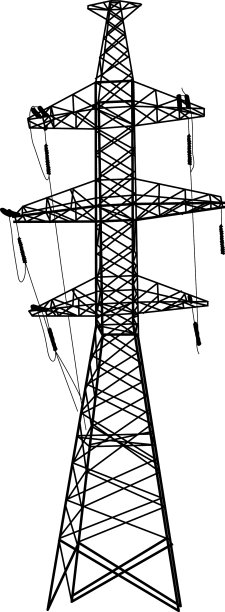 白色高压电线的剪影图片下载