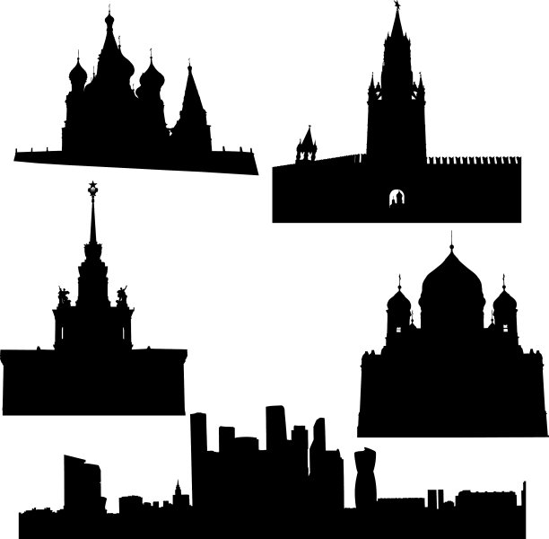 城市主要建筑的剪影图片下载