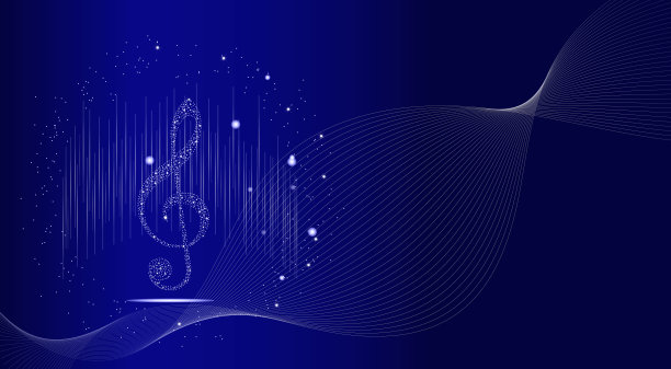 音乐背景与谱号发光，闪亮，闪烁的星星。图片下载