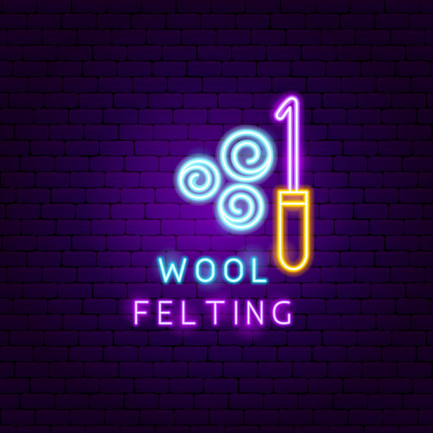 羊毛毡霓虹灯标签图片下载