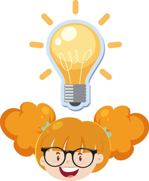 白底灯泡的女孩图片下载