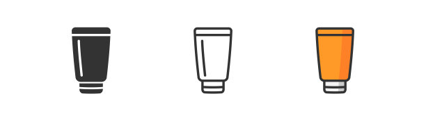 轻背景上的护手霜管图标。护肤，美丽的象征。护理，面部，乳液，香脂，防晒霜。轮廓，平面和彩色风格。平面设计。矢量插图。图片下载