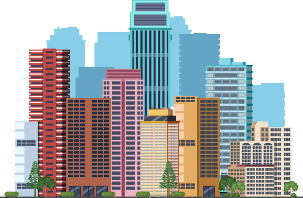 摩天大楼林立的城市景观图片下载