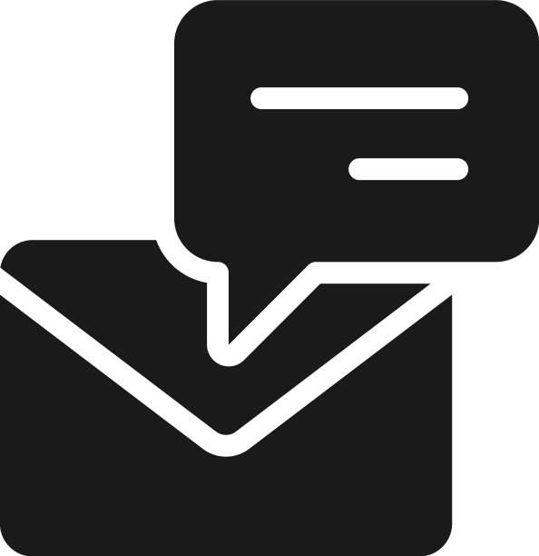语音气泡与信封黑色字形图标图片下载