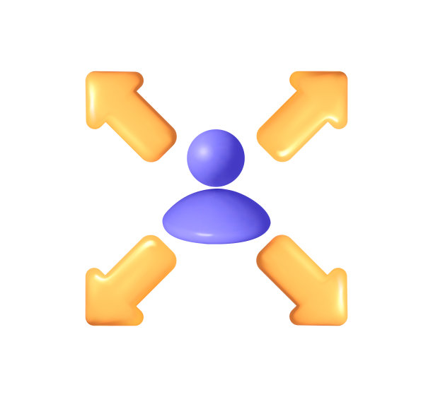 三维业务矢量网格用户图标。人与箭头指向外矢量轮廓彩色标志。多功能性和多功能性的颜色线图片下载