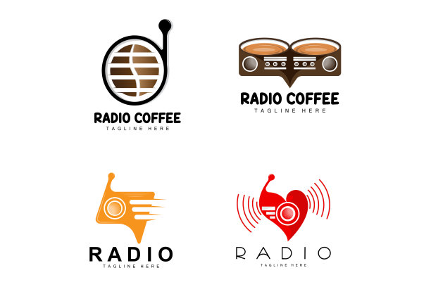 咖啡电台，播客电台设计，咖啡图标，咖啡咖啡产品品牌矢量图片下载