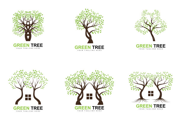 树木绿色树木和木材设计，森林插图，树木儿童游戏图片下载