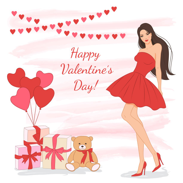 情人节背景是一个美丽的女孩图片下载