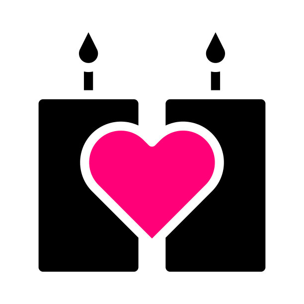 蜡烛图标纯黑粉色风格的情人图片下载