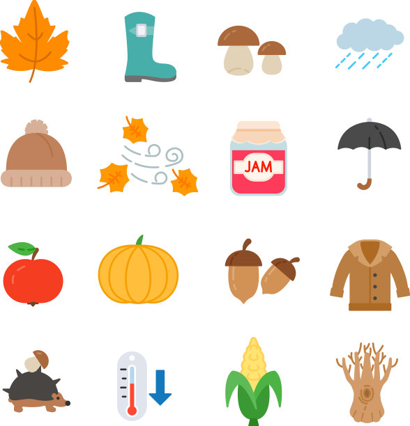 秋季图标集平面设计图片下载