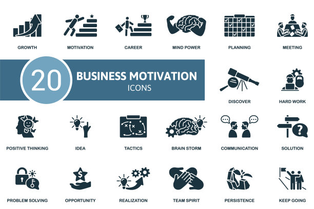 商业动机图标集单色简单图片下载