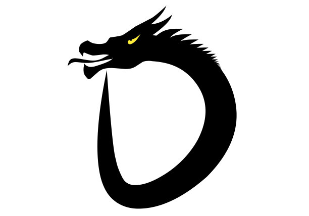 首字母d龙简单的标志孤立在白色背景图片下载