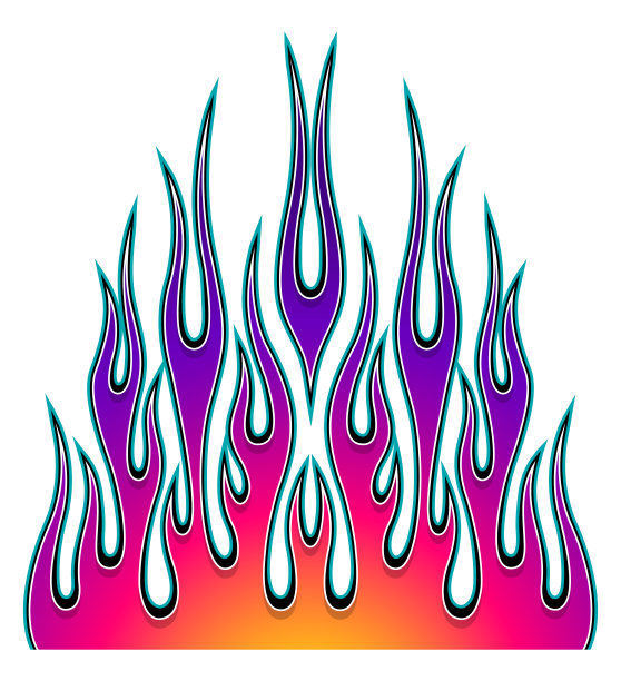 跑车引擎盖火焰贴花乙烯基贴纸图形。赛车部落火火焰矢量eps文件。汽车顶盖、引擎盖、引擎盖等车辆装饰。图片下载