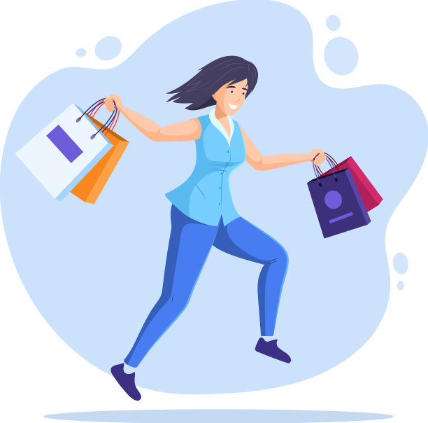 快乐的年轻女子正在购物图片下载