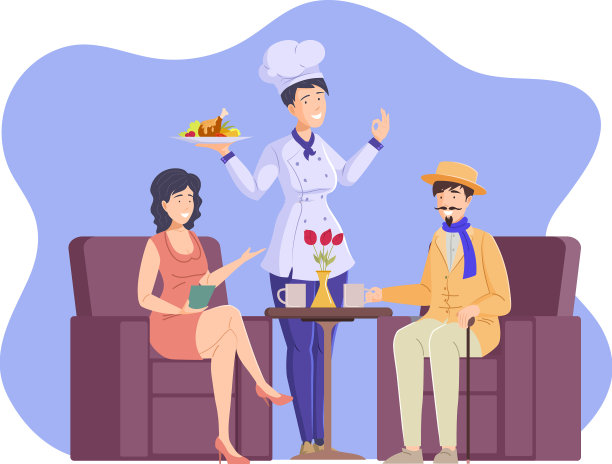女厨师在餐厅为顾客服务图片下载