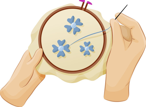 女手用针绣花图片下载