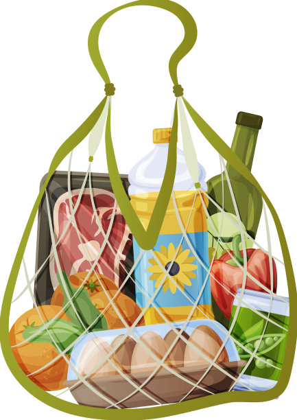 透明环保购物袋充满新鲜图片下载