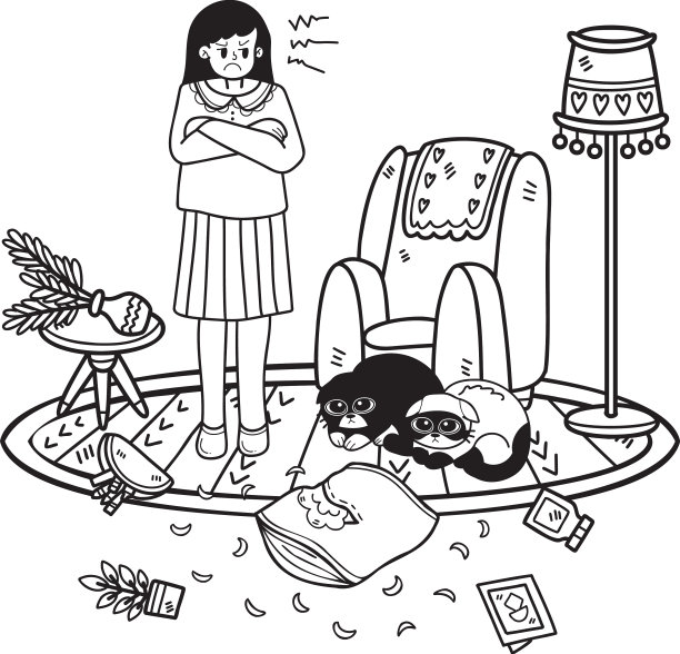 手绘的猫被主人骂了一顿图片下载