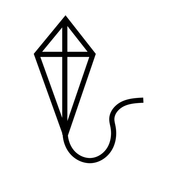 风筝图标线孤立的白色背景黑色图片下载