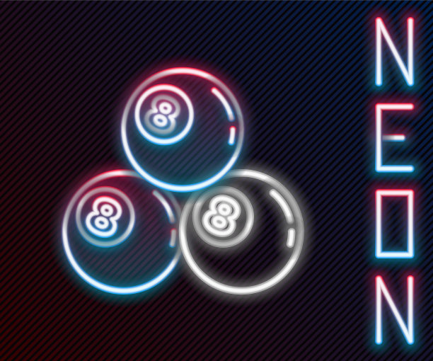 发光的霓虹灯线台球池斯诺克球图片下载