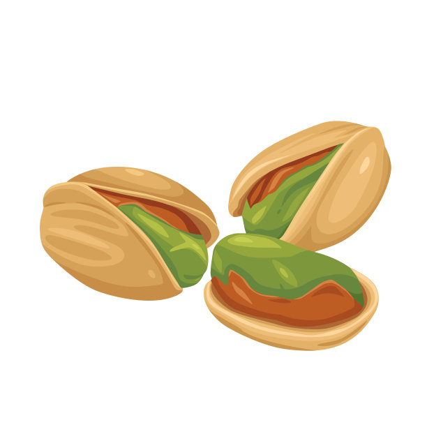 矢量产品胡桃开心果图标。带壳带叶的开心果。图片下载