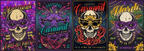 狂欢节套装彩色海报图片下载