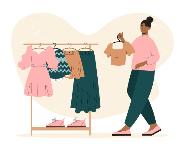 女人选择衣服图片下载