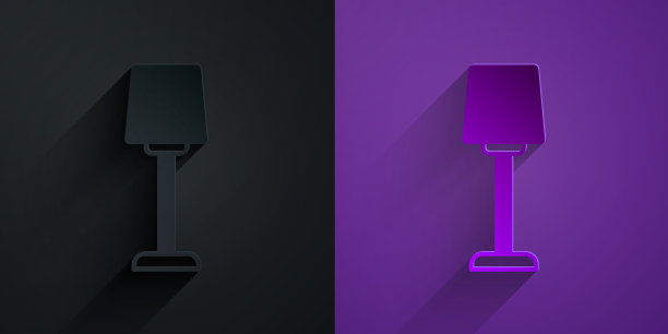 剪纸台灯图标隔离在黑色上图片下载