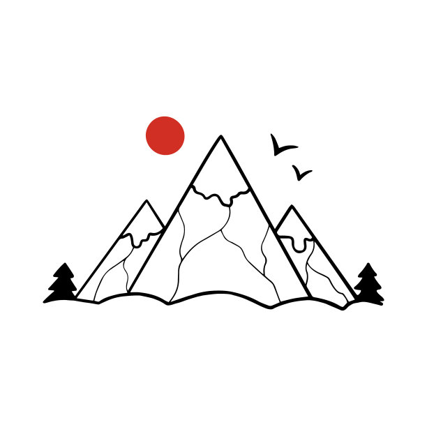 山和太阳标志模板设计图片下载