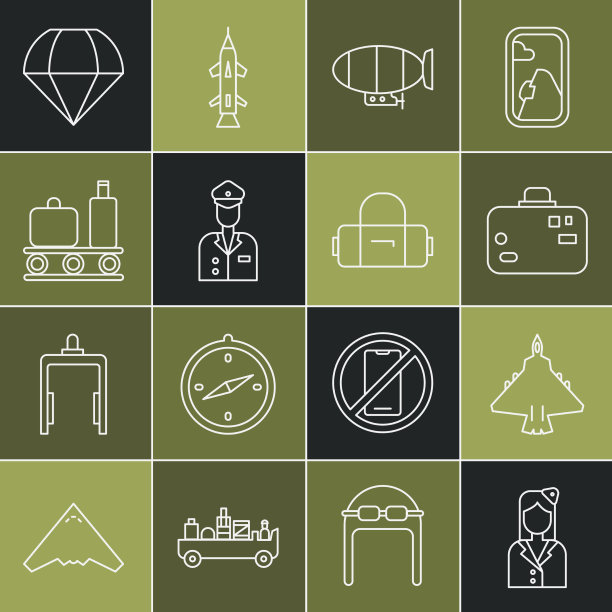 设置线空姐喷气式战斗机手提箱图片下载