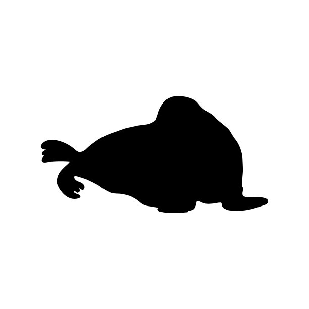 白色背景上可爱的海象剪影。矢量手绘儿童插图。海海洋。海底世界图片下载