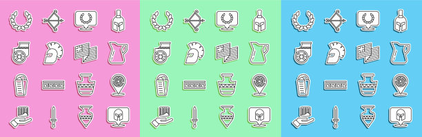 集行希腊头盔牛头怪迷宫瓶图片下载