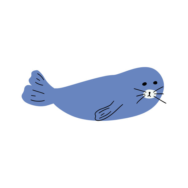 印章人物海洋动物深背景。野生动物插画。内衣的世界。矢量插图。图片下载