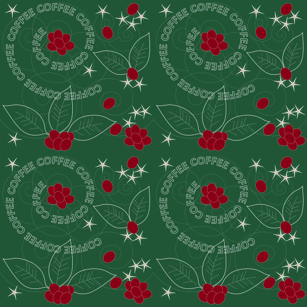 咖啡莓花图案与文本图片下载