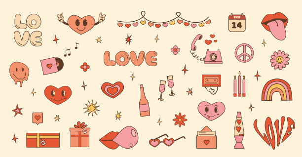 情人节快乐，时髦时髦的嬉皮士图片下载