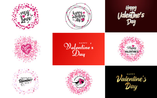 粉红色十月标志与心和书法图片下载