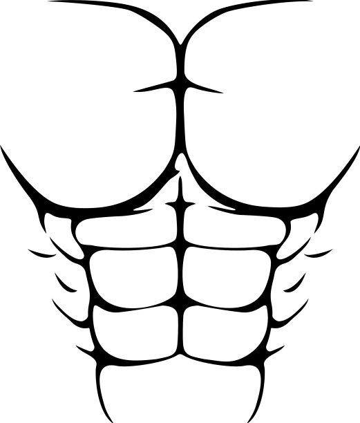 六块假腹肌肌肉身体黑白相间图片下载